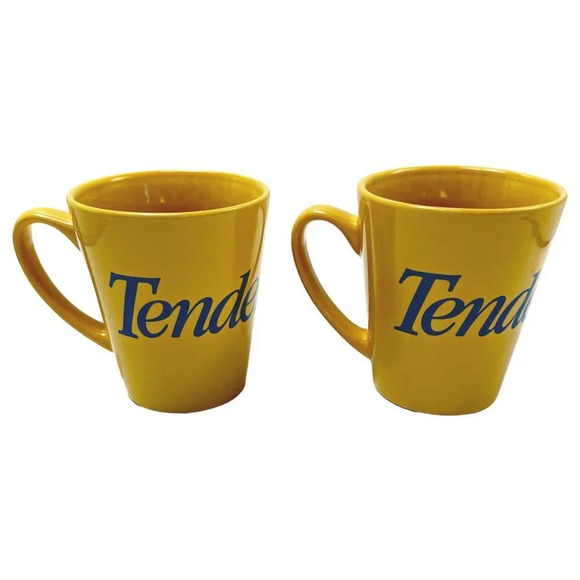 TenderFlake Mugs Lot 2 Gold Yellow Pastry Baking Lard Canada Coffee - Picture 2 of 7